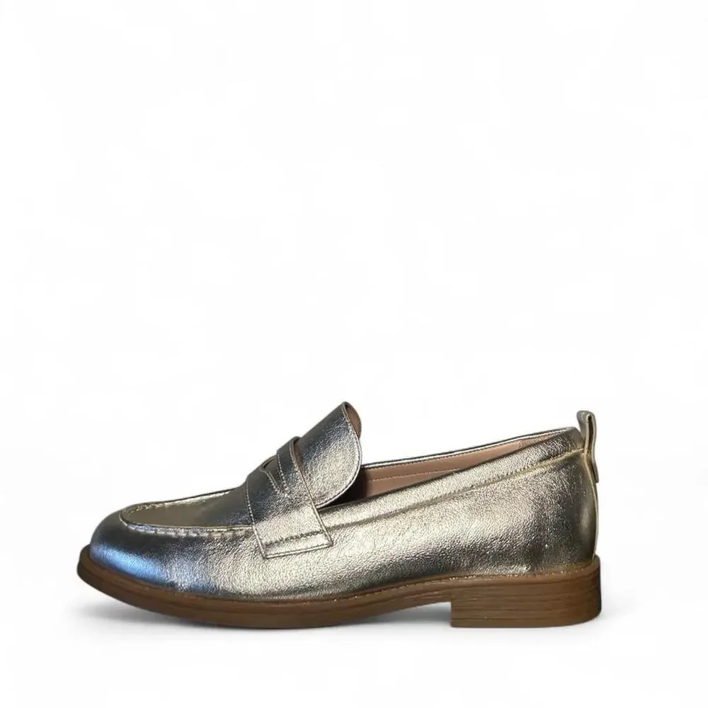 Cole haan gold metallic loafers